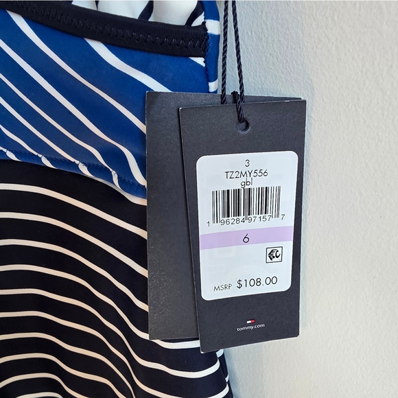 Tommy Hilfiger Navy and White Striped One Piece Swimsuit Sz 6 NEW - Picture 11 of 13